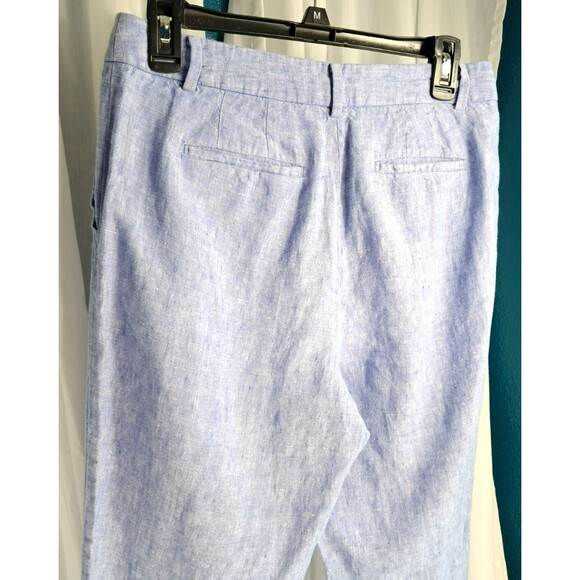 100% Linen Talbots Slim Ankle Blue Chambray Pants 6 - Picture 6 of 12